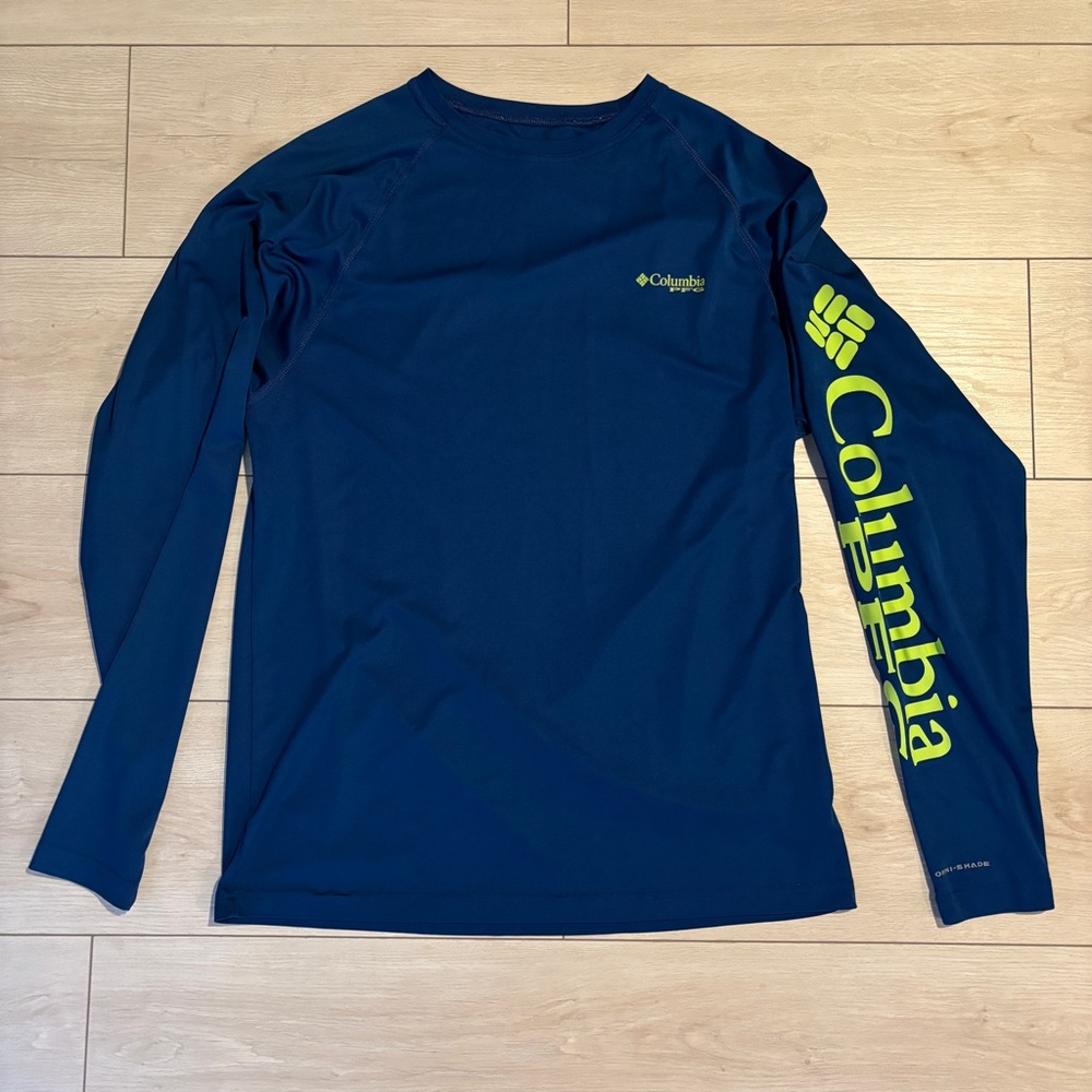Columbia Navy Long Sleeve with Lime Accents